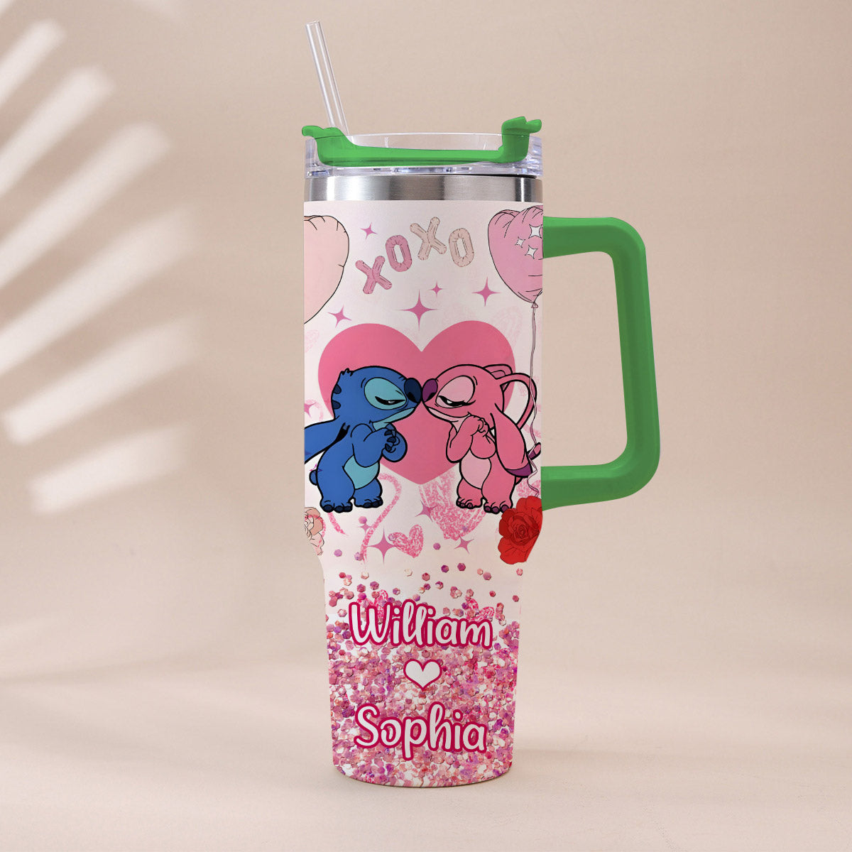 Personalized Ohana Tumbler with Handle Custom Name Gift for Couples