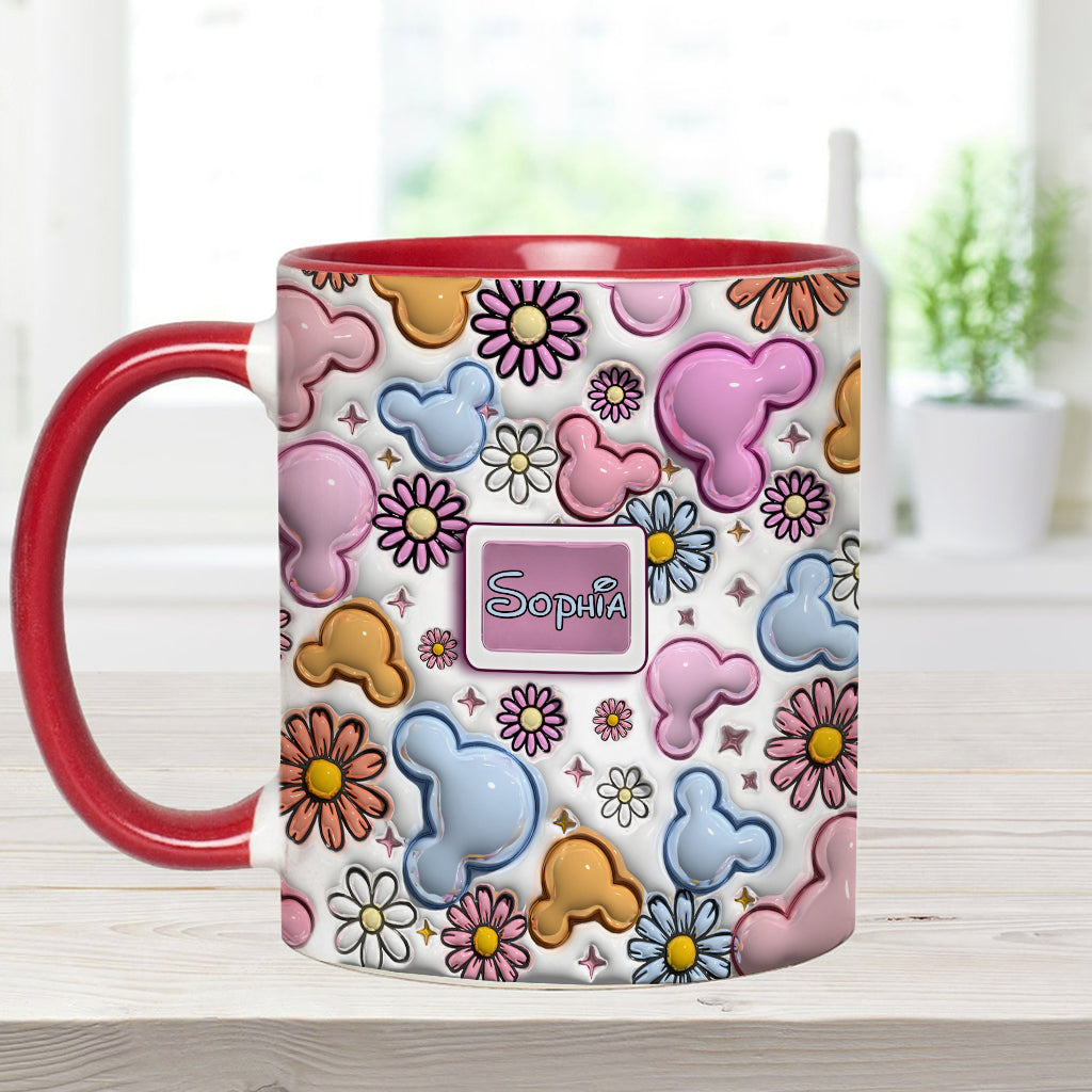 Personalized Disney Floral Accent Mug with Custom Name Gift for Mom