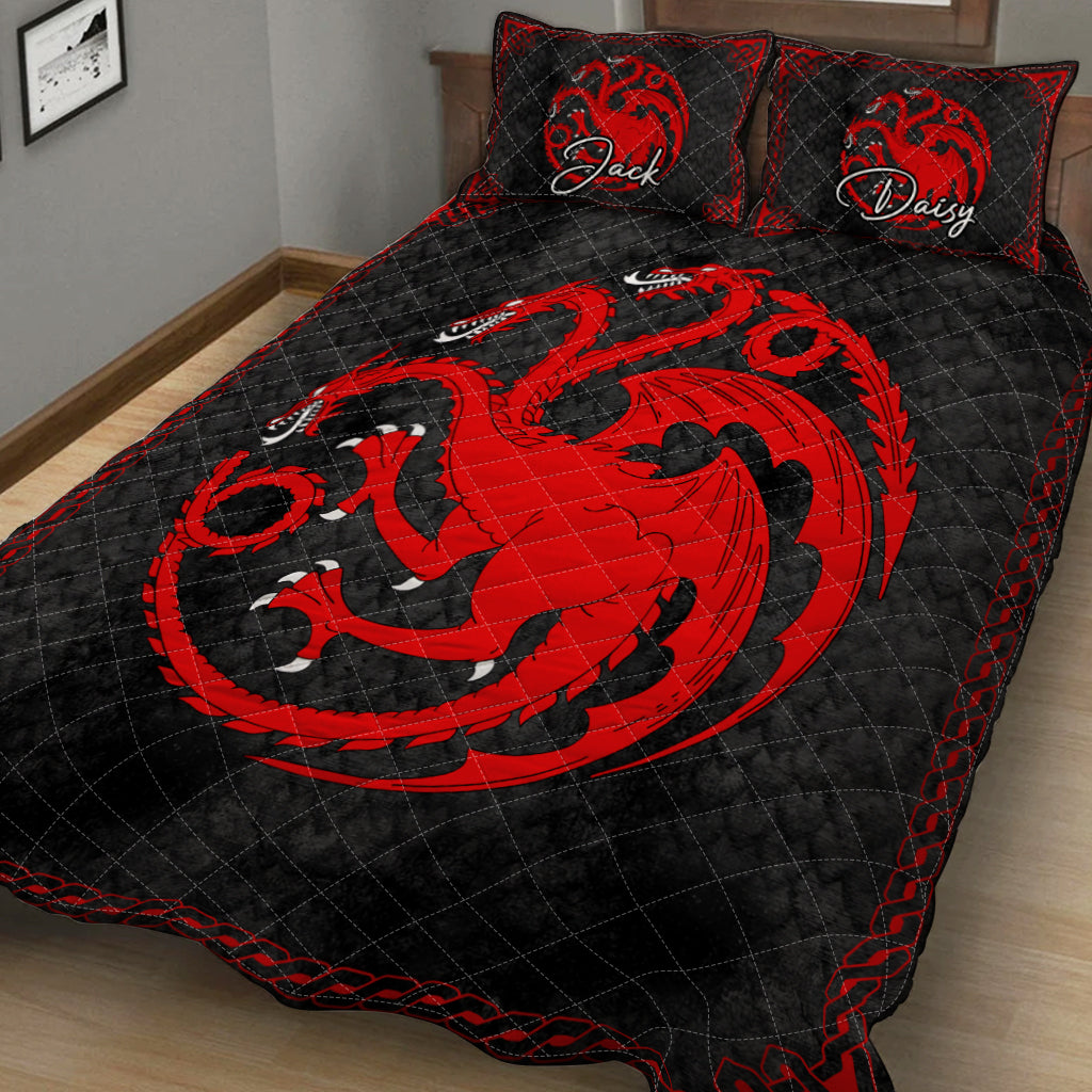 Personalized Dragons Game Quilt Set Custom Names Gift Idea