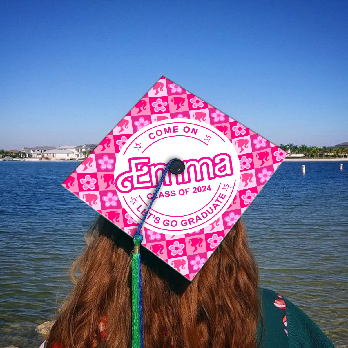 Personalized Graduation Cap Topper Pink Doll Theme Gift for Daughter