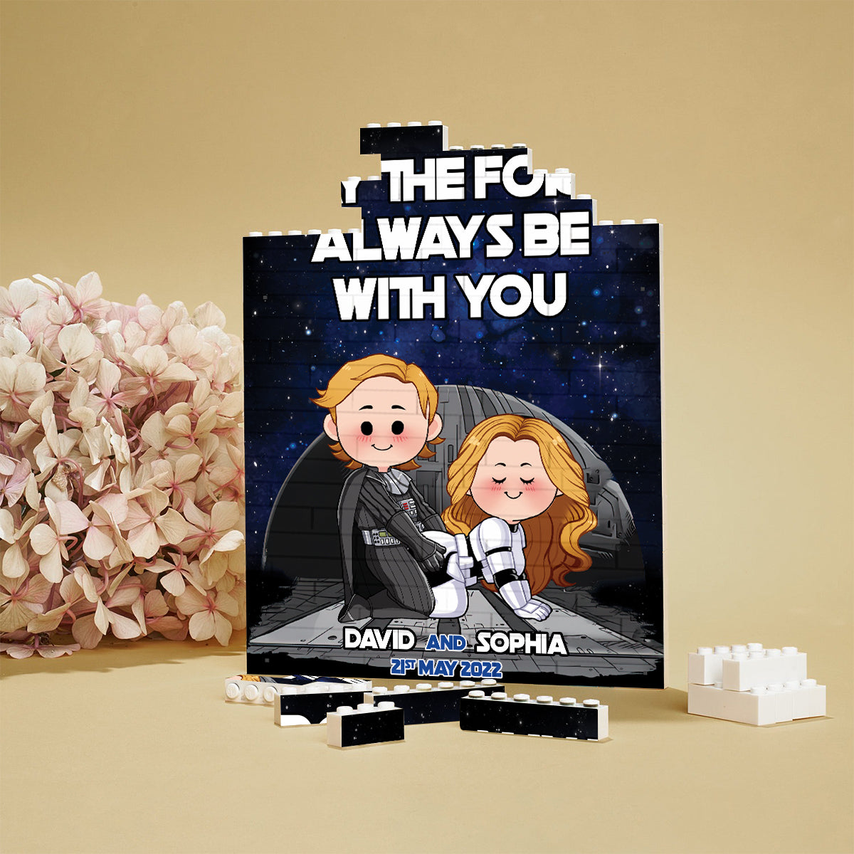 Personalized One-Sided Building Blocks Custom Name Gift for Star Wars Fans