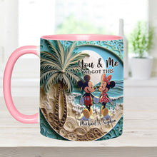 Load image into Gallery viewer, Personalized Couple Beach Scene Accent Mug Custom Names Gift
