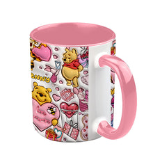 Load image into Gallery viewer, Personalized Accent Mug with Cute Pooh Bear Design for Valentine’s Day or Wedding Gift
