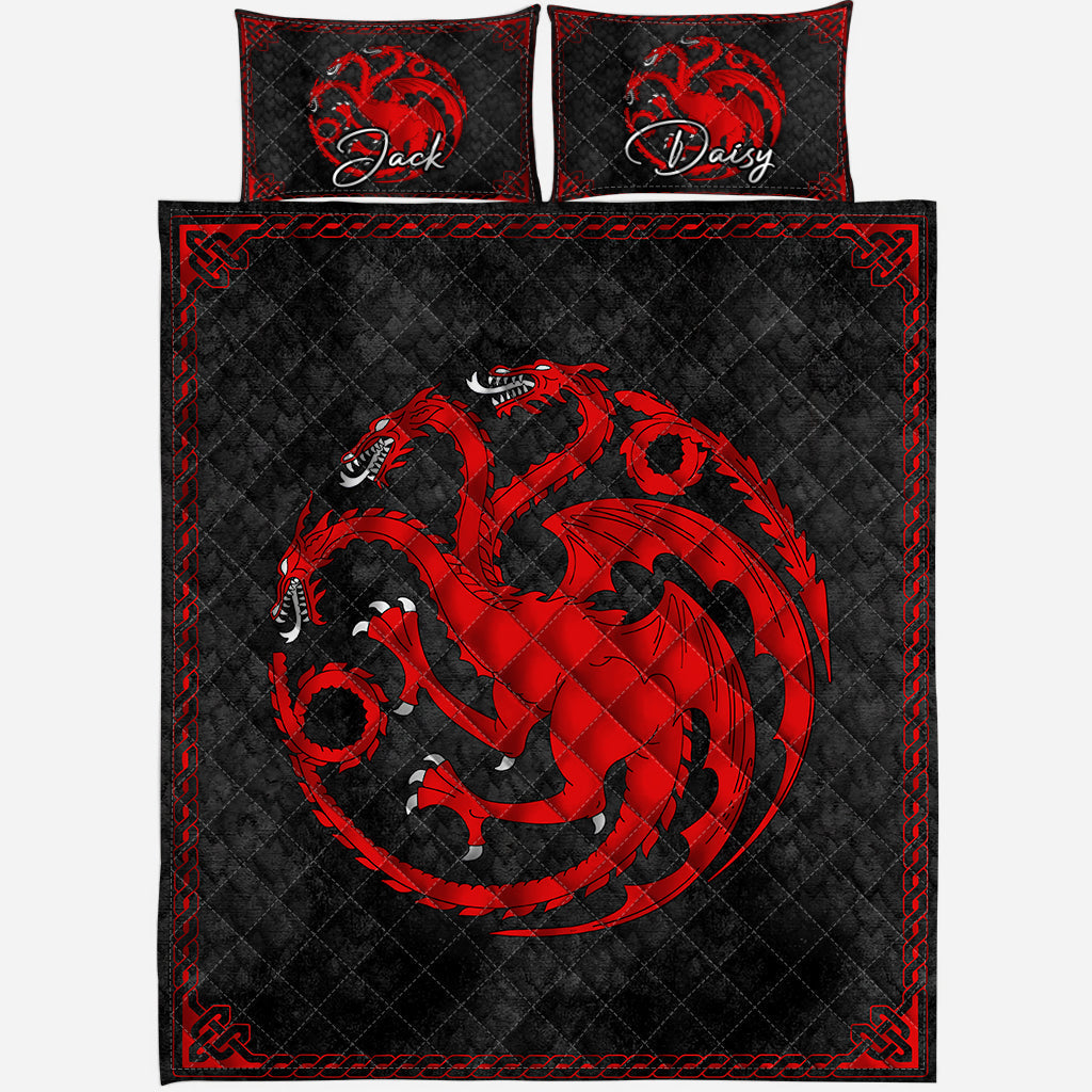 Personalized Dragons Game Quilt Set Custom Names Gift Idea