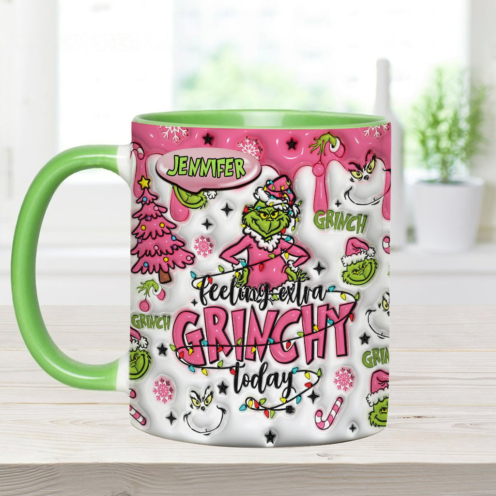 Personalized Grinch Accent Mug & Coaster Gift for Christmas