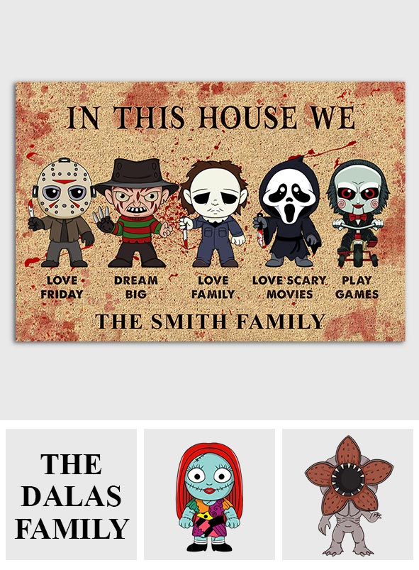 Personalized Scary Movies Doormat Custom Name Housewarming Gift
