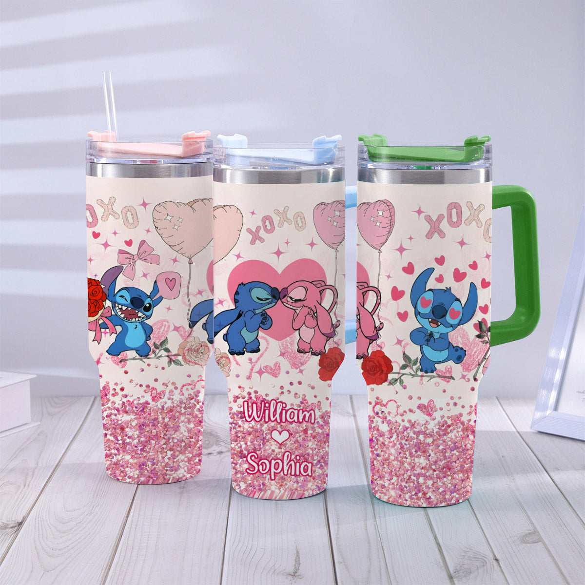 Personalized Ohana Tumbler with Handle Custom Name Gift for Couples