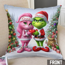 Load image into Gallery viewer, Personalized Grinchmas Throw Pillow Custom Names Gift for Christmas
