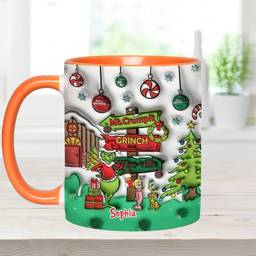 Personalized Christmas Accent Mug Grinch Design Custom Name Gift