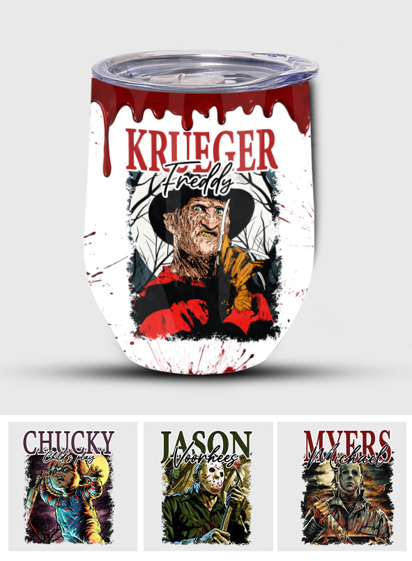 Personalized Halloween Horror Characters Wine Tumbler Gift