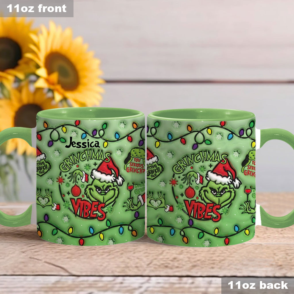 Personalized Grinchmas Vibes Accent Mug Custom Name Gift