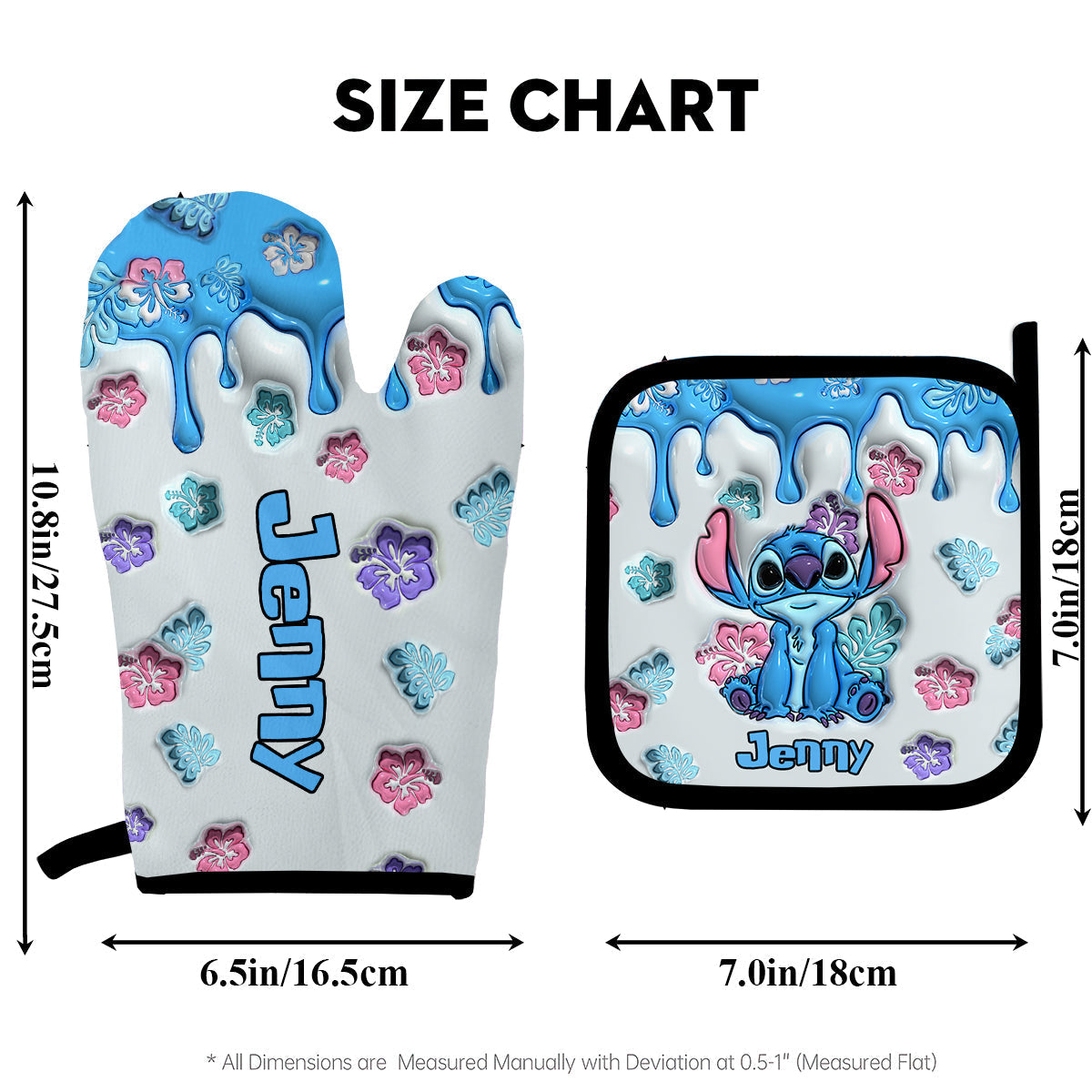 Personalized Ohana Oven Mitts & Pot Holder Set Custom Name Gift for Mom