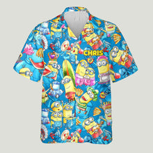Load image into Gallery viewer, Personalized Hawaiian Shirt with Fun Yellow Monsters, Summer Gift for Family
