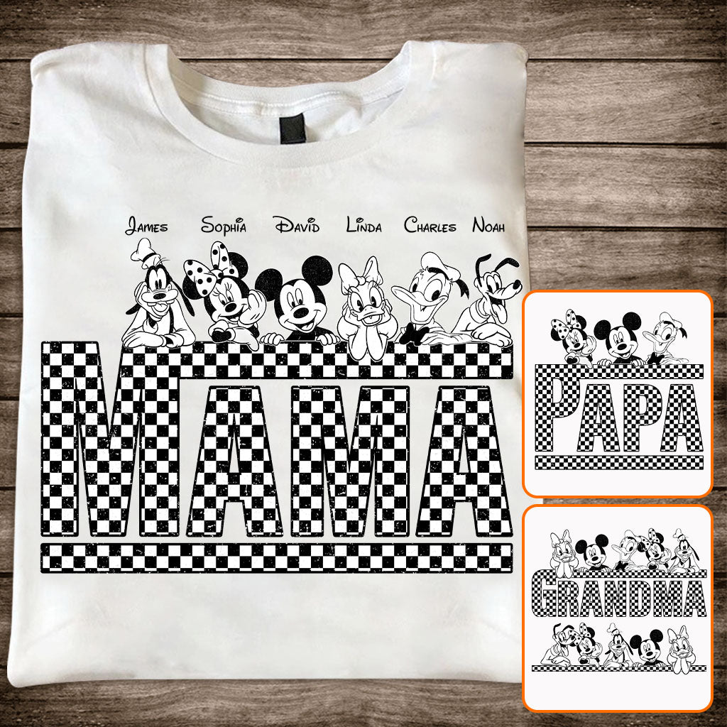 Personalized Vintage Checkered Mouse T-Shirt & Hoodie for Mom and Dad