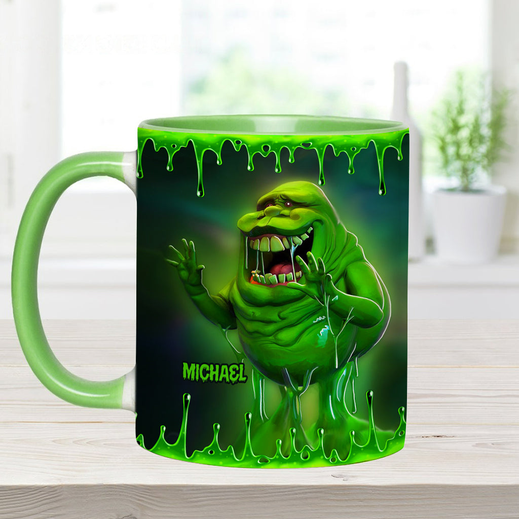 Personalized Green Ghost Accent Mug for Halloween & Birthdays