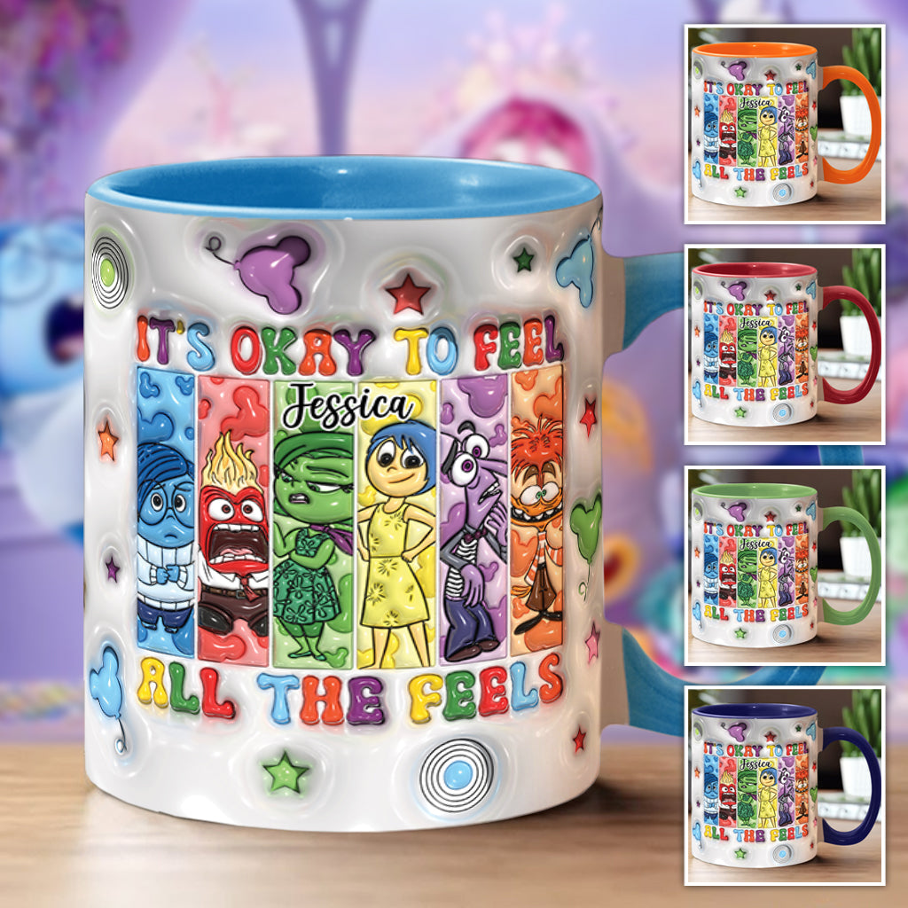 Personalized Accent Mug It's Okay To Feel All The Feels Gift for Birthday/Graduation