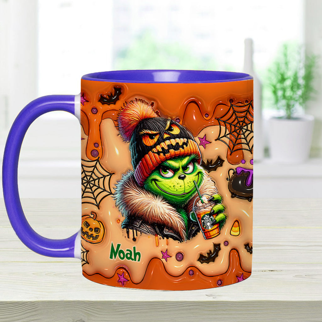 Personalized Halloween Grinch Accent Mug Custom Name Gift