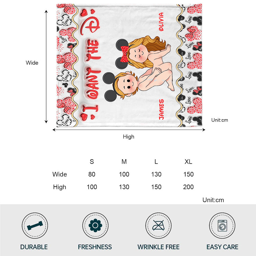 Personalized Mouse-Themed Blanket Custom Names Gift for Couple