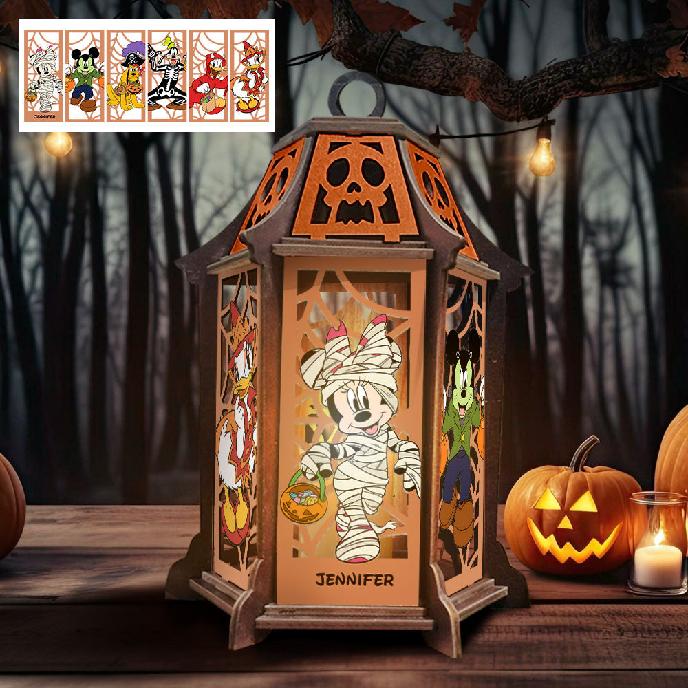 Personalized Halloween Wooden Lantern with Custom Name Decor