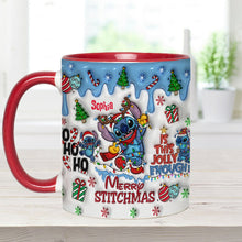 Load image into Gallery viewer, Personalized Merry Stitchmas Accent Mug Custom Name Gift

