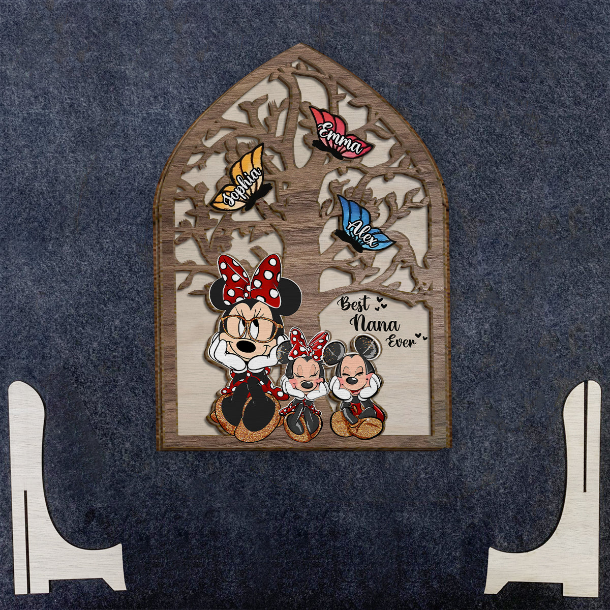 Personalized Best Nana Ever Mouse Ears 2-Layered Wood Sign Gift