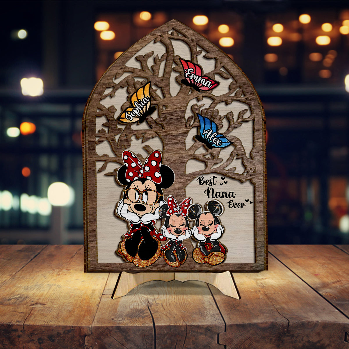 Personalized Best Nana Ever Mouse Ears 2-Layered Wood Sign Gift