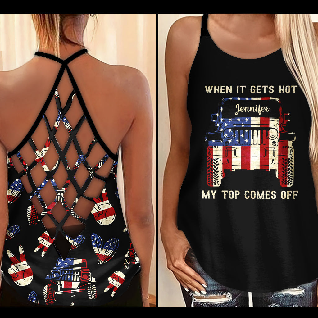 Personalized Cross Tank Top USA Flag Design Custom Name Gift
