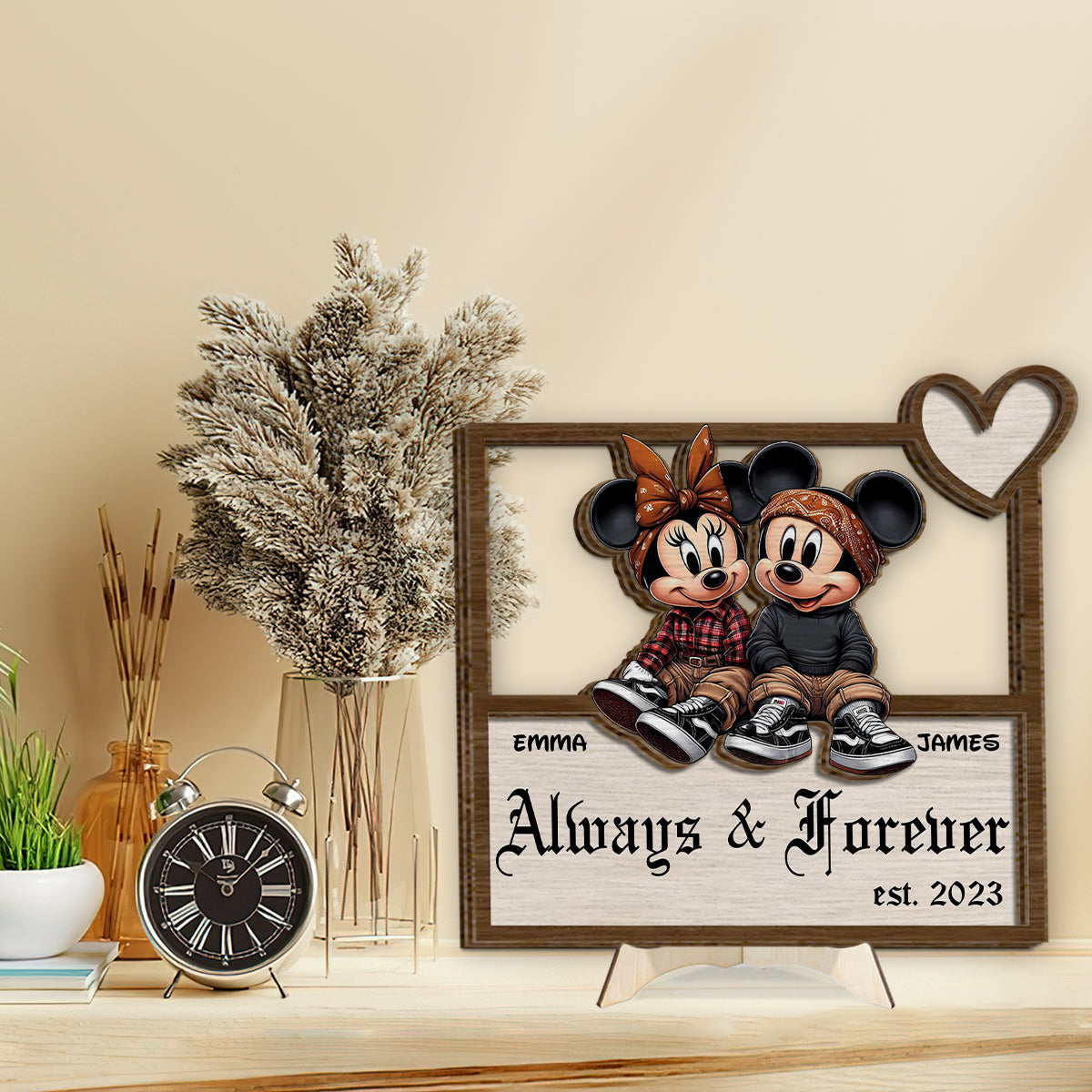 Personalized Always And Forever 2 Layered Wood Sign Gift for Couples