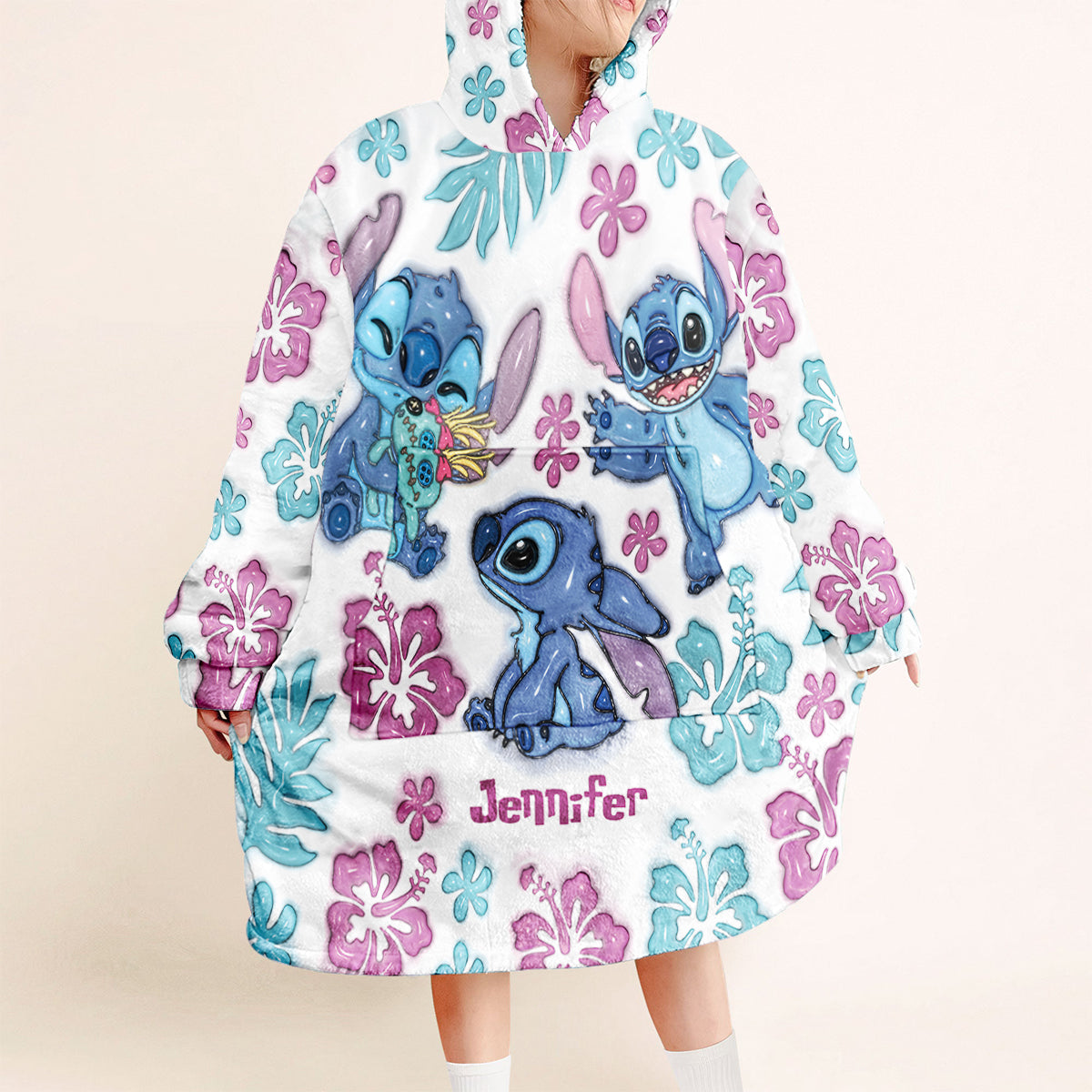 Personalized Ohana Blanket Hoodie Ultra-Soft Custom Gift for Kids