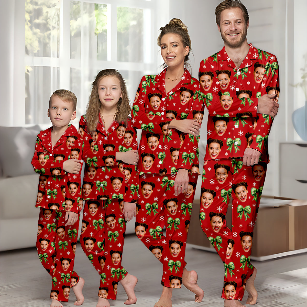 Personalized Christmas Button Down Pajama Set Cute Gift Idea