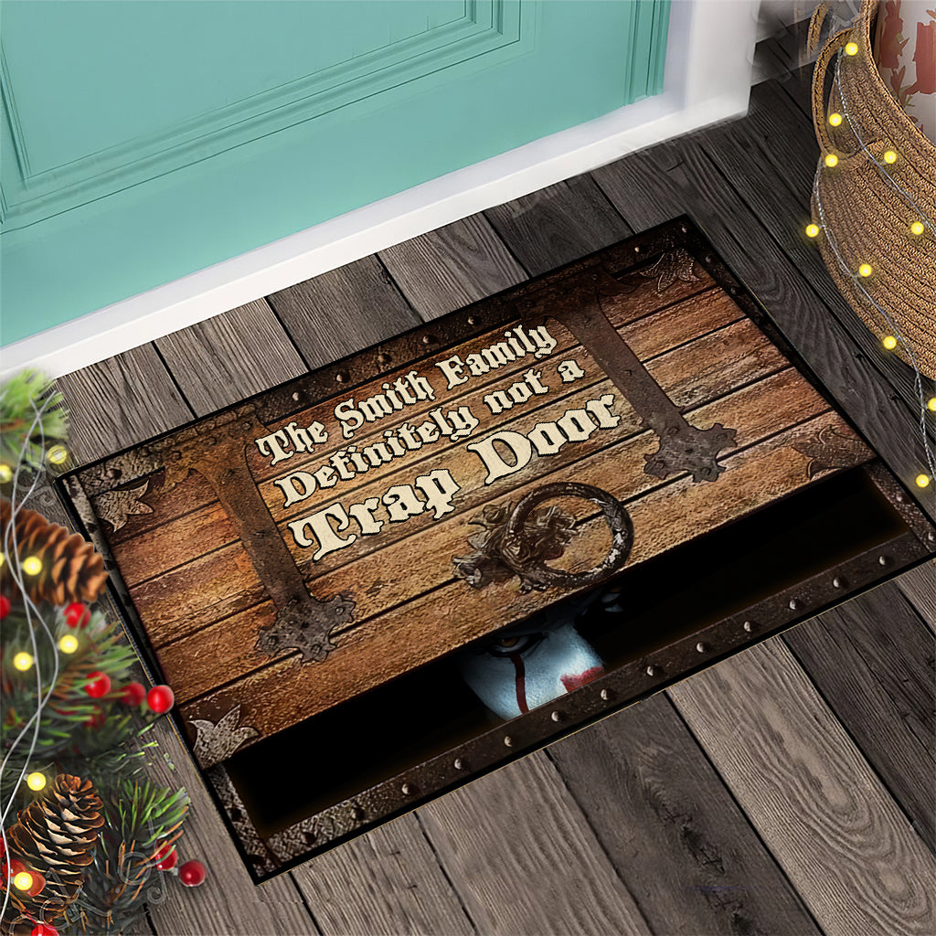 Personalized Family Doormat Funny Trap Door Design Custom Name