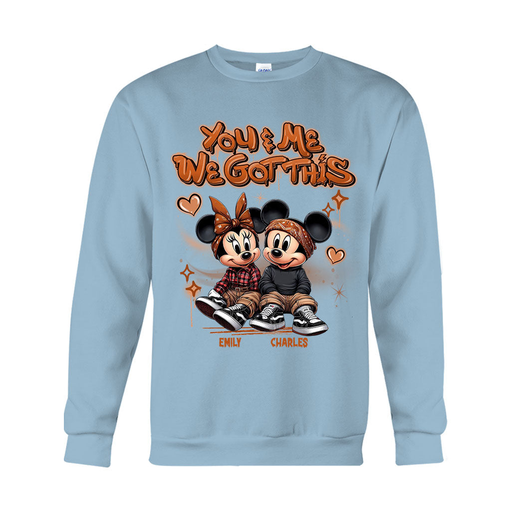 Personalized Couples Mouse T-shirt & Hoodie with Custom Names for Engagement or Anniversary