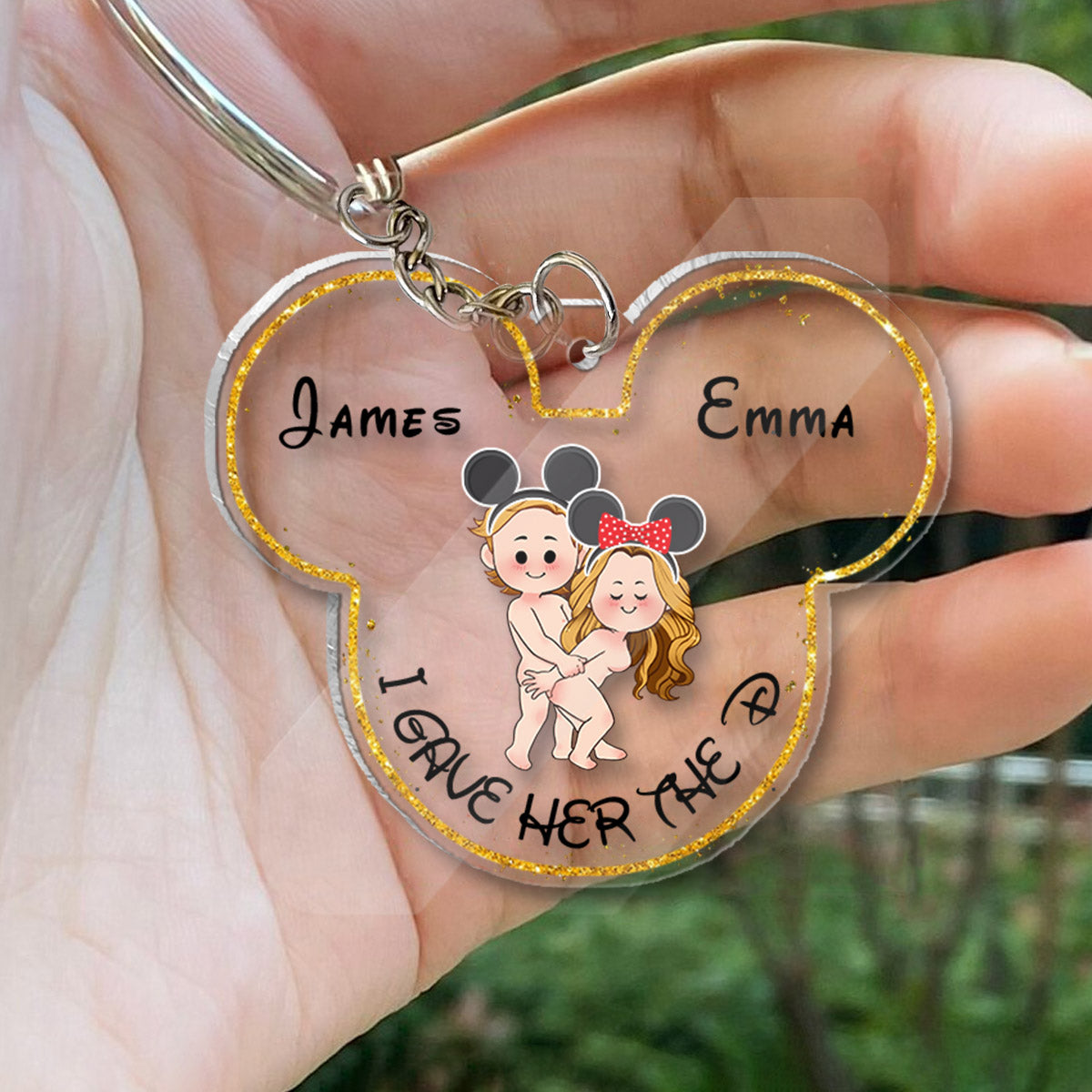 Personalized Acrylic Mouse Ears Keychain Custom Name Gift for Couple