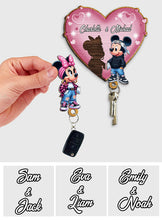 Load image into Gallery viewer, Personalized Wood Key Holder with Heart Design for Couples

