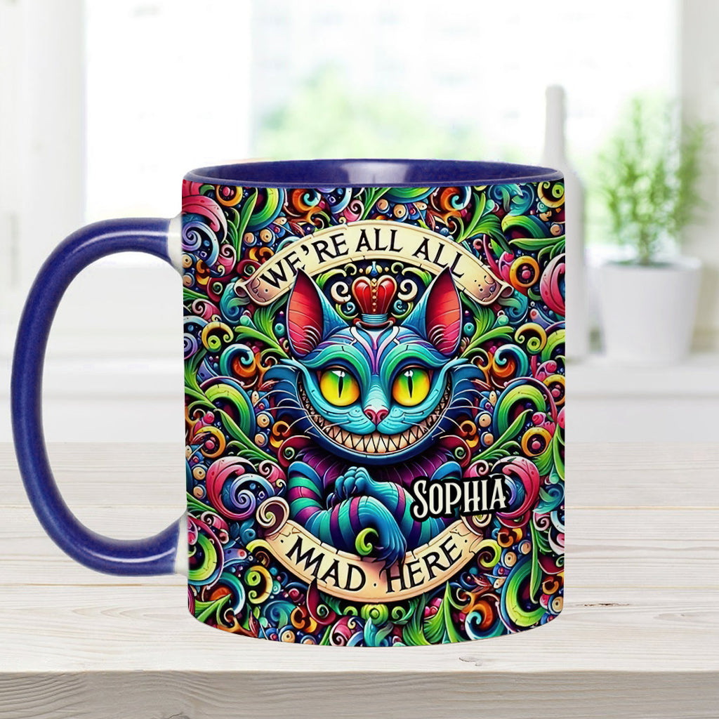 Personalized Ceramic Accent Mug with Colorful Cat Design for Birthdays or Christmas
