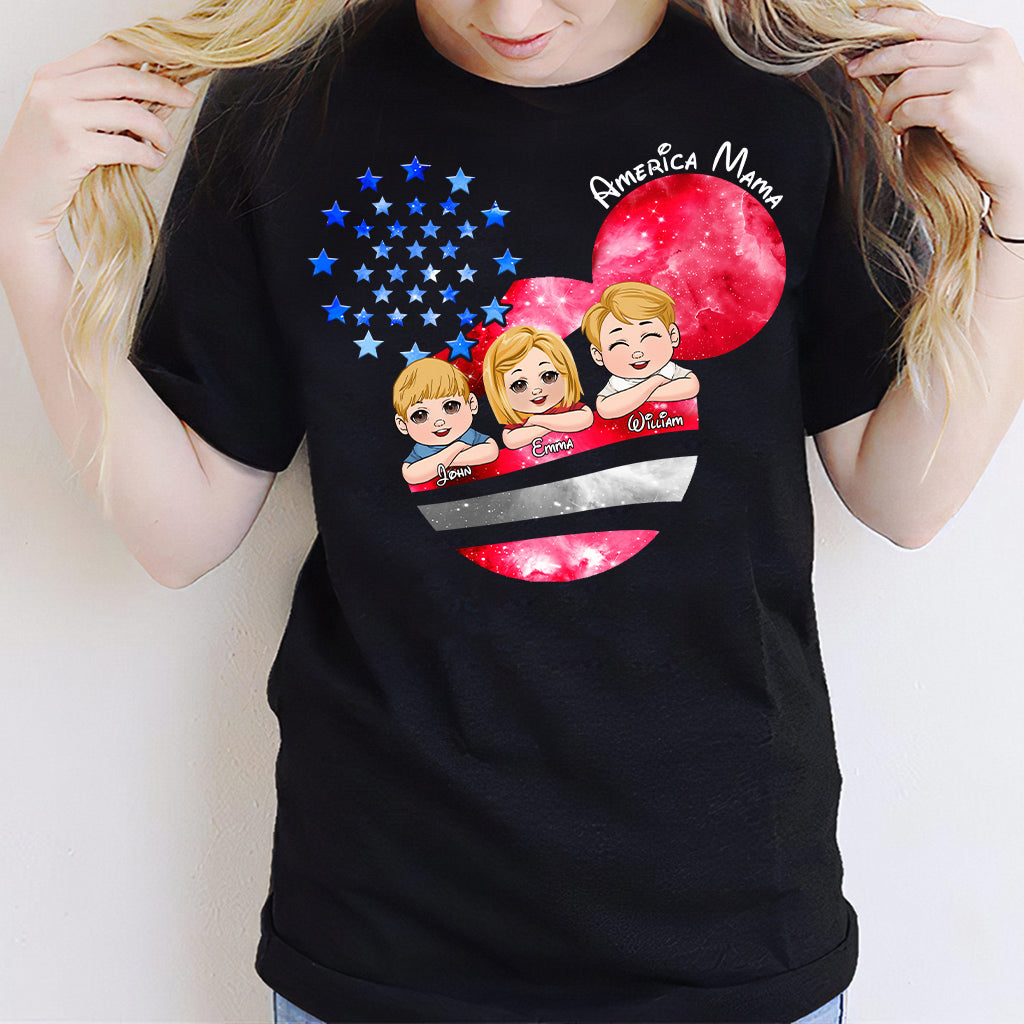 Personalized America Mama T-Shirt & Hoodie Custom Family Gift