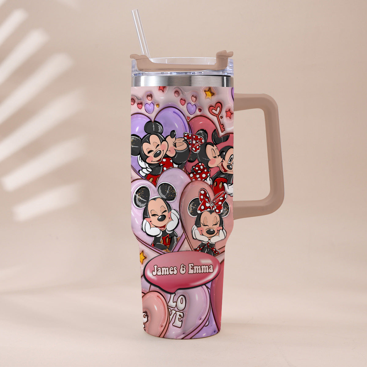 Personalized Mouse Ears Couple Tumbler with Handle for Engagement