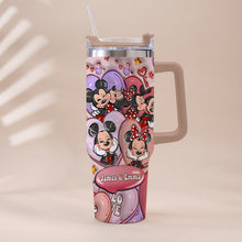 Load image into Gallery viewer, Personalized Mouse Ears Couple Tumbler with Handle for Engagement
