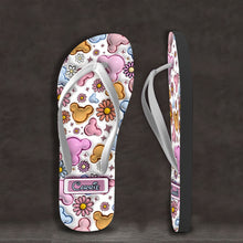 Load image into Gallery viewer, Personalized Floral Flip Flops Custom Name Gift for Mom
