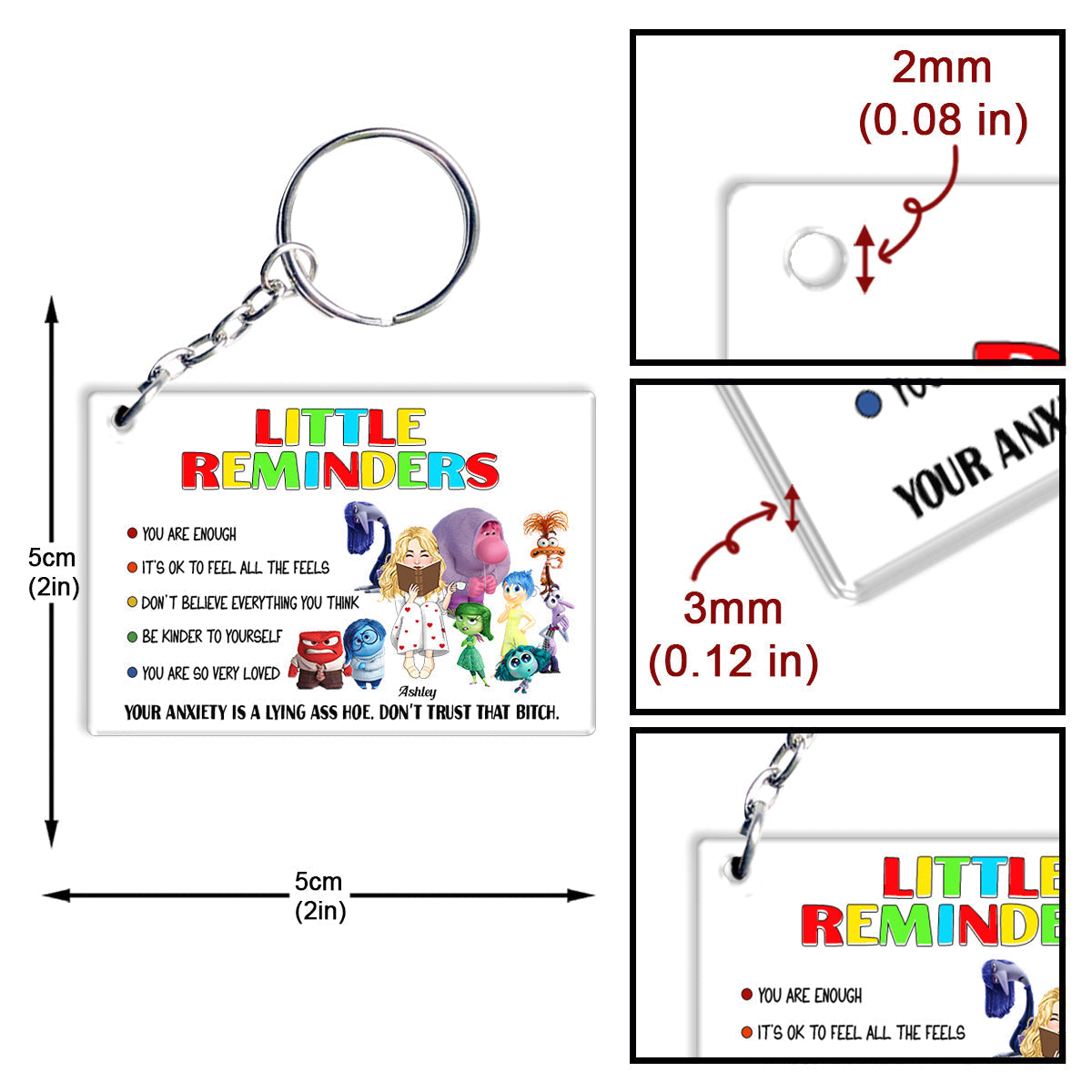 Personalized Acrylic Keychain with Motivational Quotes Gift