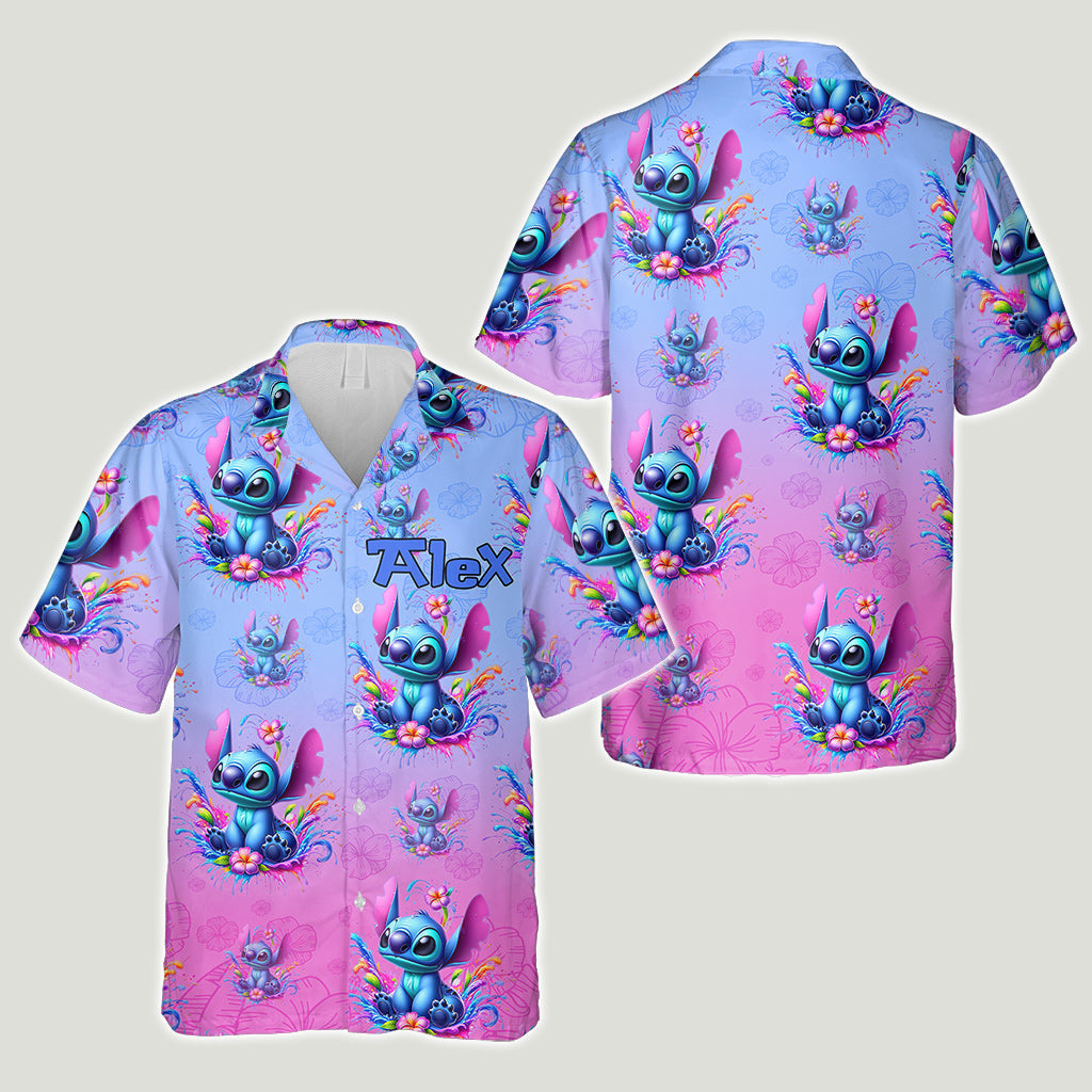 Personalized Hawaiian Shirt with Stitch Design Custom Name Gift