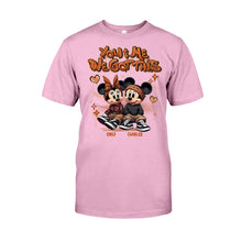 Load image into Gallery viewer, Personalized Couples Mouse T-shirt &amp; Hoodie with Custom Names for Engagement or Anniversary
