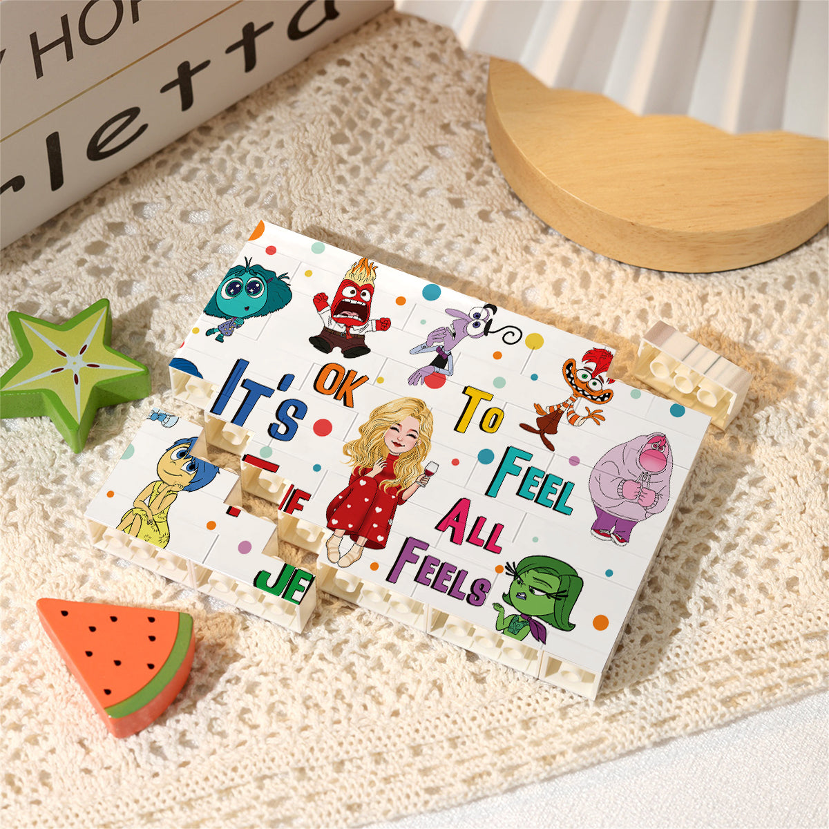 Personalized Horizontal Rectangle Building Brick Blocks for Kids Custom Name Gift