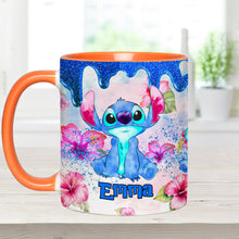 Load image into Gallery viewer, Personalized Ohana Accent Mug Colorful Floral Design Gift
