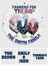 Load image into Gallery viewer, Personalized Round Wood Sign with Family Name &amp; Americana Design
