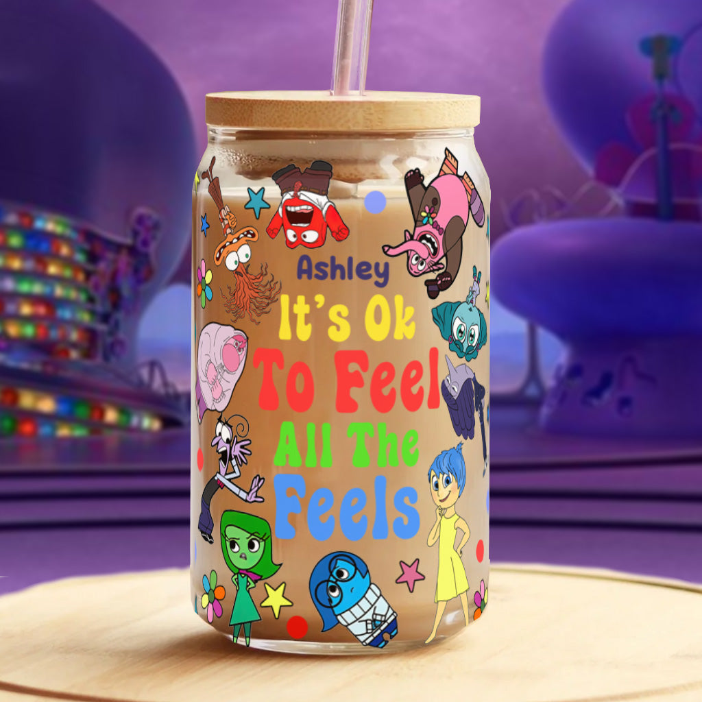 Personalized 16oz Can Glass with Straw Custom Name Gift
