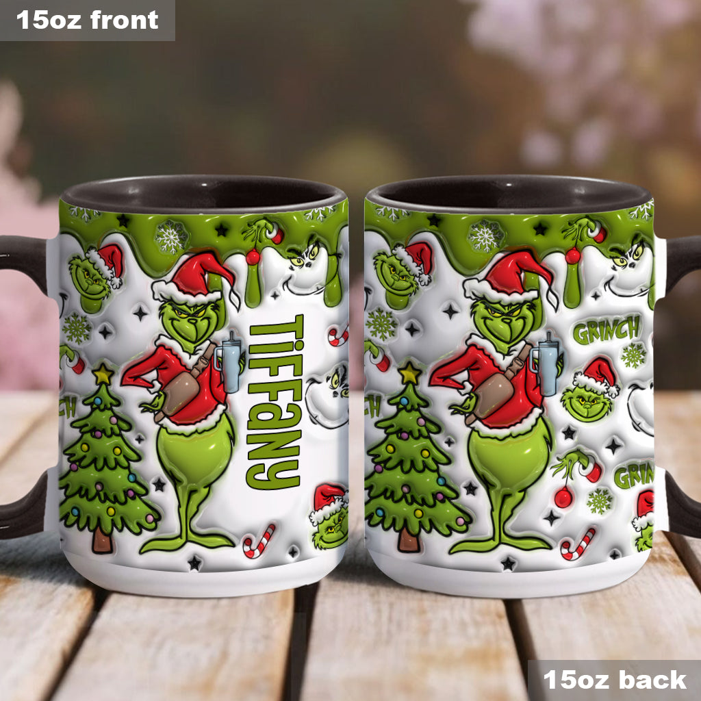 Personalized Grinch Accent Mug Custom Name Gift for Christmas