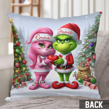 Load image into Gallery viewer, Personalized Grinchmas Throw Pillow Custom Names Gift for Christmas
