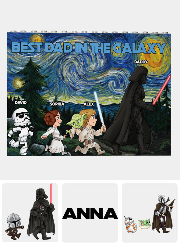 Personalized Best Dad in the Galaxy Building Block Set Gift