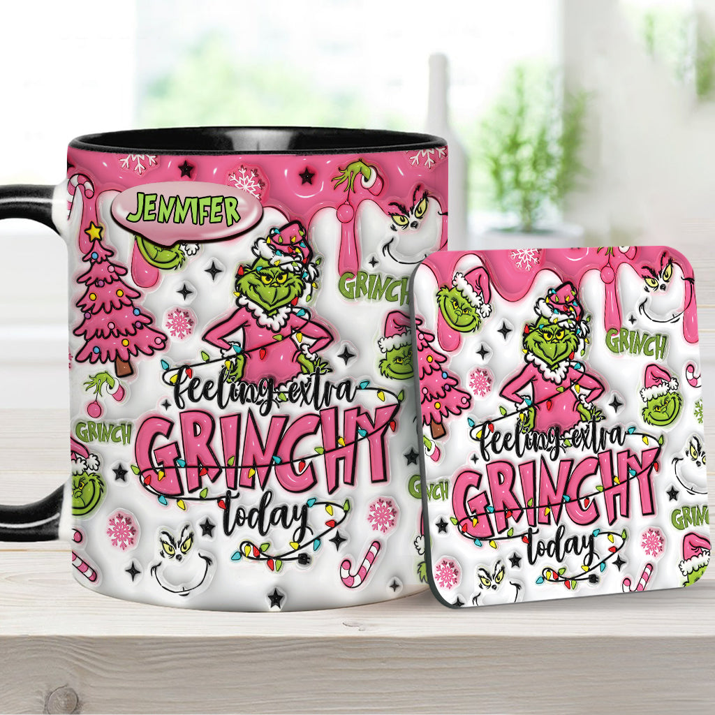 Personalized Grinch Accent Mug & Coaster Gift for Christmas